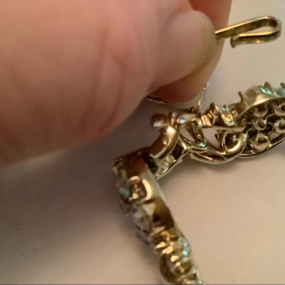 CORO Vintage Set Necklace Bracelet Leaf Rhinestone Goldplated - Picture 3 of 8